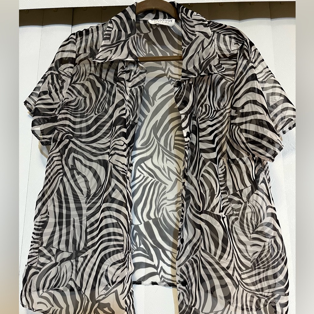 Chic Zebra Print Sheer Blouse